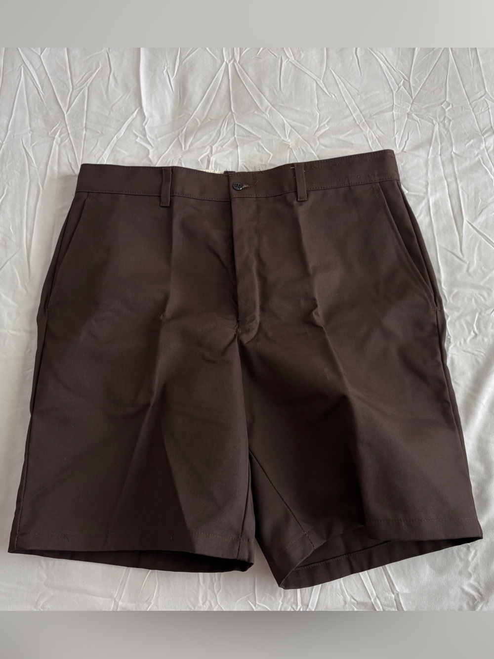 Men's Red Kap Flat-Front Brown Uniform Work Chino Shorts 36 Driver PT26BH4